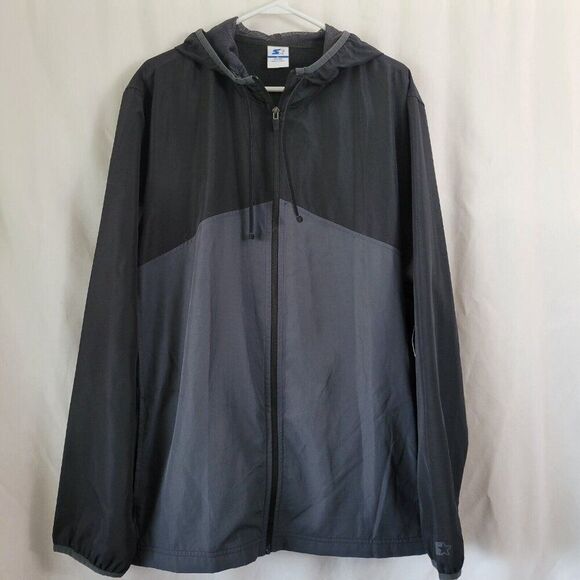 NEW Starter XL 46-48 Woven Jacket Water Repellent Men's Hooded full zip NOS NWT - Picture 1 of 13